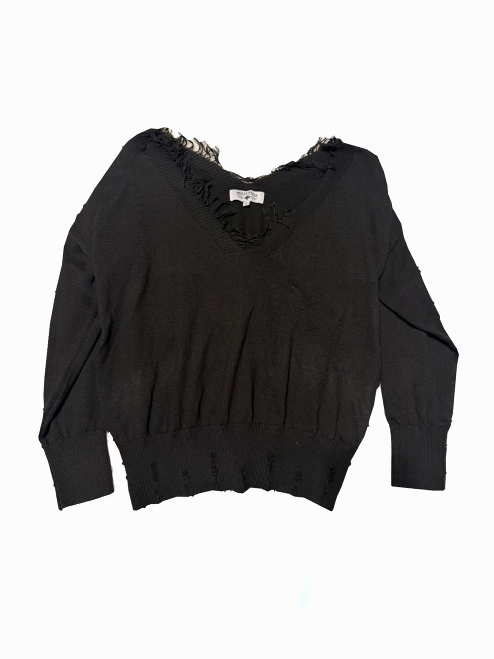 Crazy Train Black Distressed V-Neck Sweater